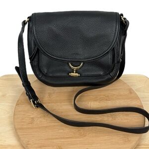 Vince Camuto Maka Leather Crossbody Bag – Black Pebbled Leather